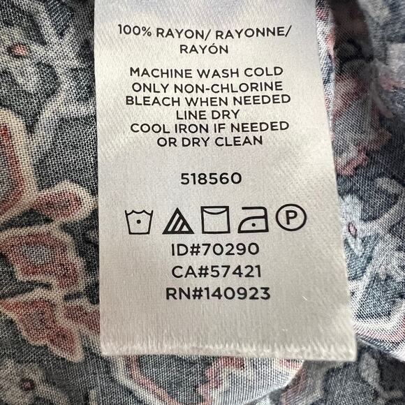 Loft Plus Womens Midi Dress Size 20 Gray Rust Floral Print Long Sleeve Rayon - Picture 6 of 6